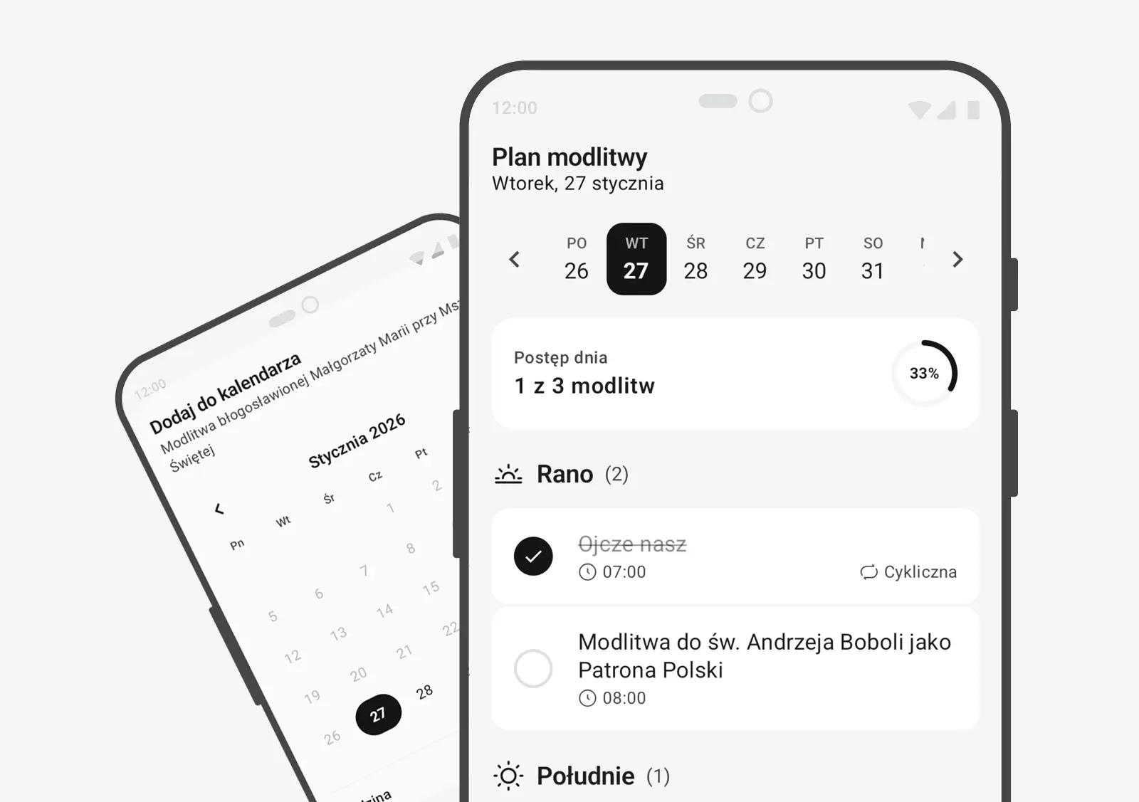 Ekran planowania modlitwy