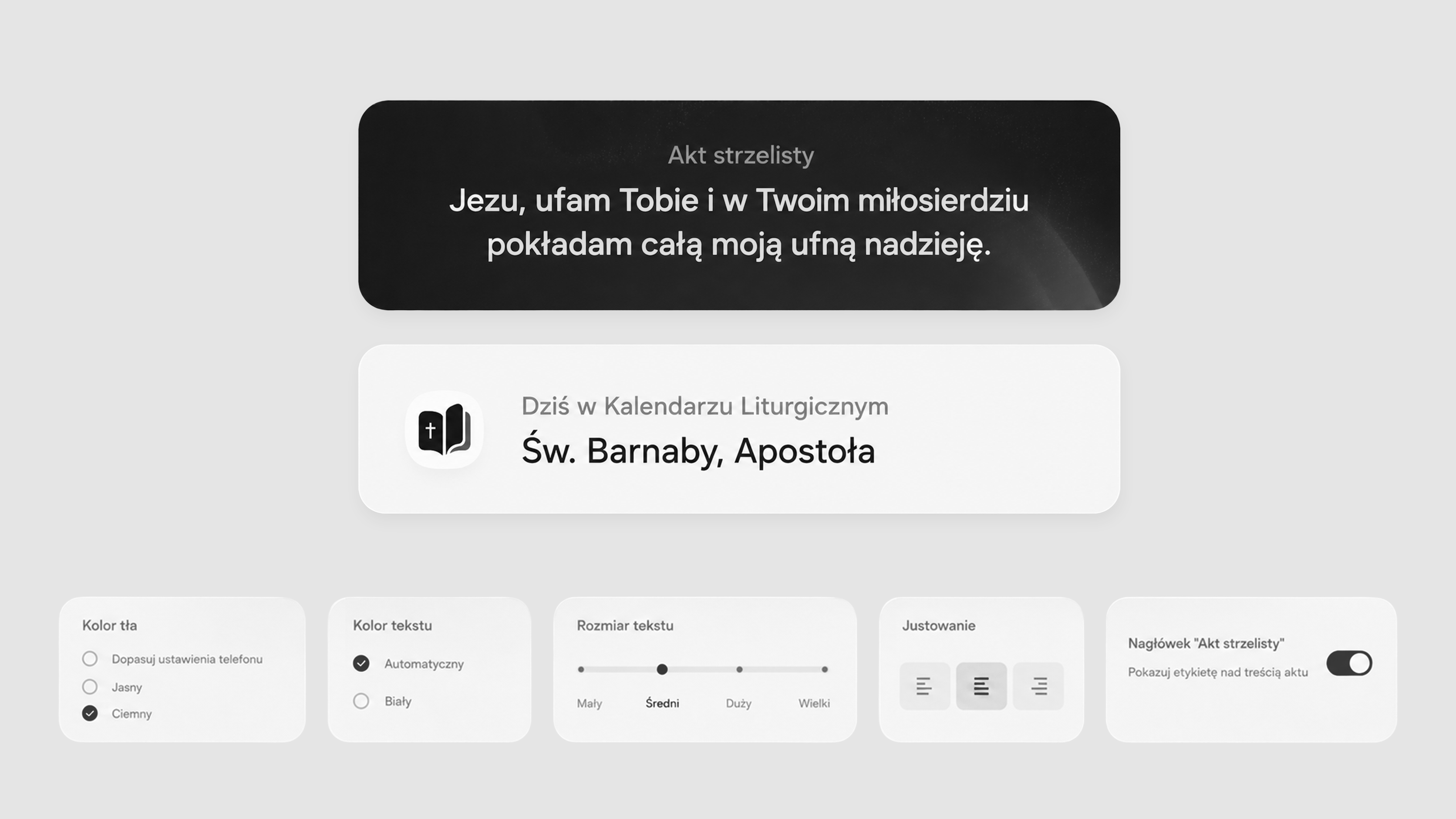Widgety w aplikacji Modlitewnik Tradycyjny